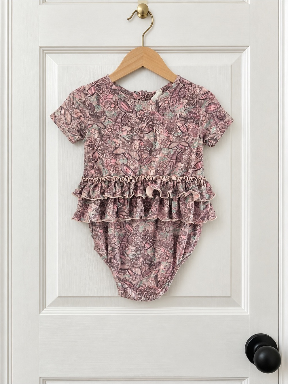 Kate Quinn 18-24M Floral Ruffle Short Sleeve Bubble Romper